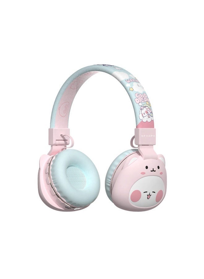 NEXORX NexTunes 002 Kids Headphones – Bluetooth 5.3, 20H Playtime, 85dB Safe Volume Limit, 40mm Drivers, Foldable & Comfortable Design for Ages 3+ PINK/SKY BLUE - Image 1
